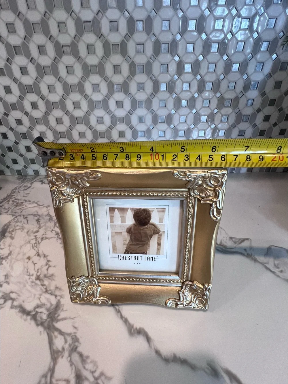 Vintage Baroque Style Picture Frame Gold Resin 4x4 Photo Glass